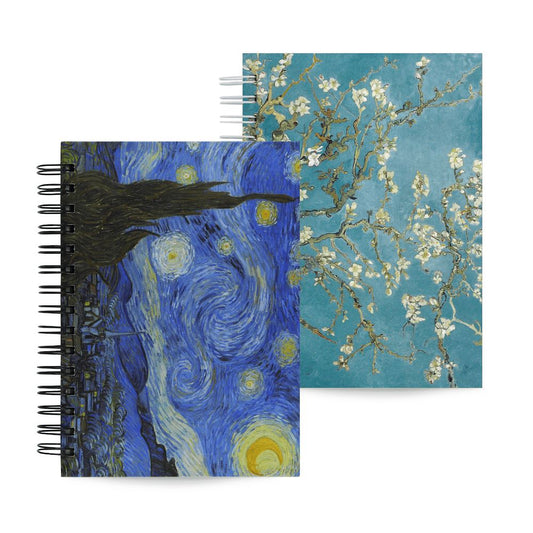 Kit 2x Caderno Pautado Van Gogh Noite Estrelada e Amendoeira A5